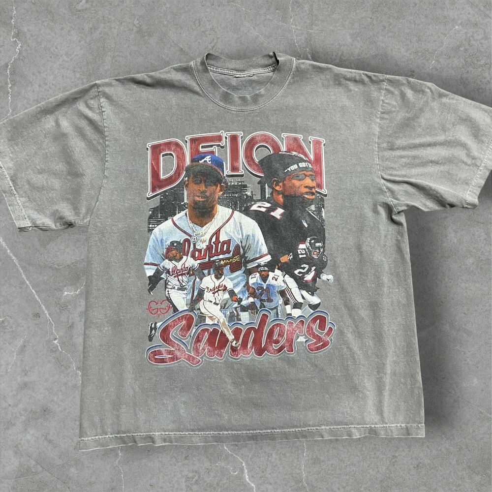 Shaka Wear Deion Sanders Rap Style Faded Gray Washed T-Shirt Men's Size 2XL